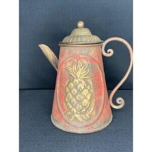 Vintage Rustic Metal Pineapple Teapot | Shabby Chic Decorative Tea Pot with Chai